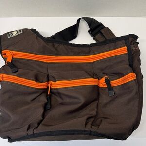 Diaper Dude Durable Brown and Orange Messenger Bag